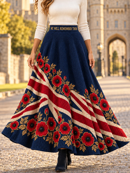 Women's Remembrance Day Lest We Forget Long Half Skirt
