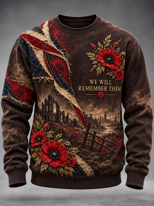 Men's British Veterans Remembrance Day Waffle Long Sleeve T-Shirt