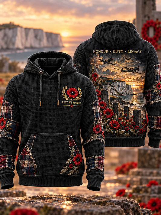Men's British Veterans Remembrance Day Checkered Cotton Hoodie