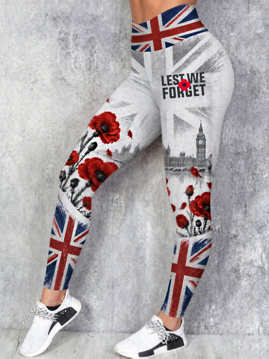 Women's Remembrance Day Lest We Forget High Waisted Leggings