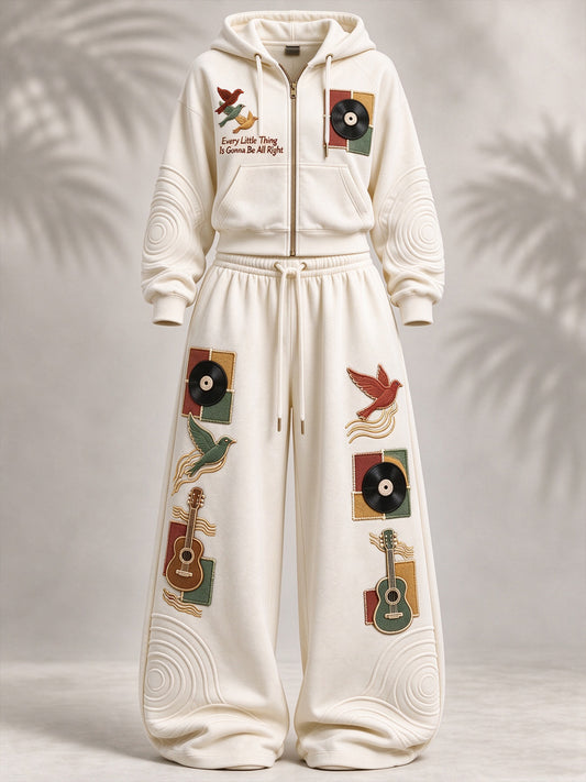 Women's Reggae Culture Drop Shoulder Sweatshirt Jacket & Jogger Pants 2 Piece Set