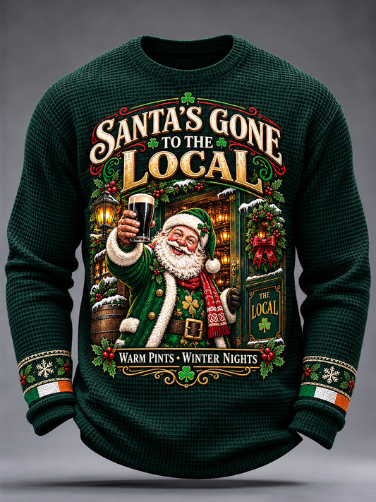 Men's Christmas In Ireland Waffle Long Sleeve T-Shirt
