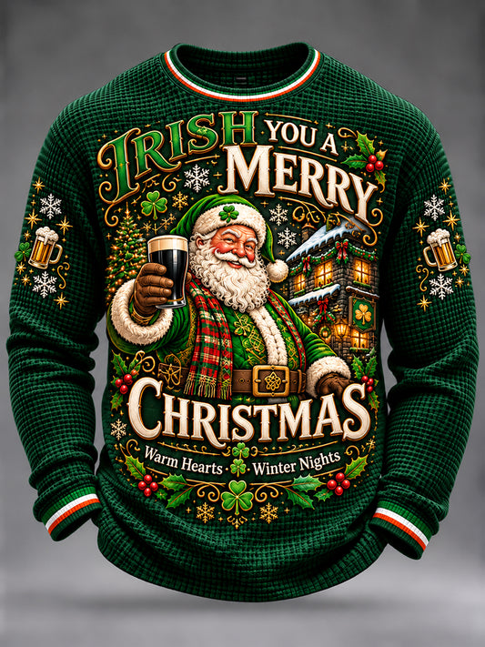 Men's Christmas In Ireland Waffle Long Sleeve T-Shirt