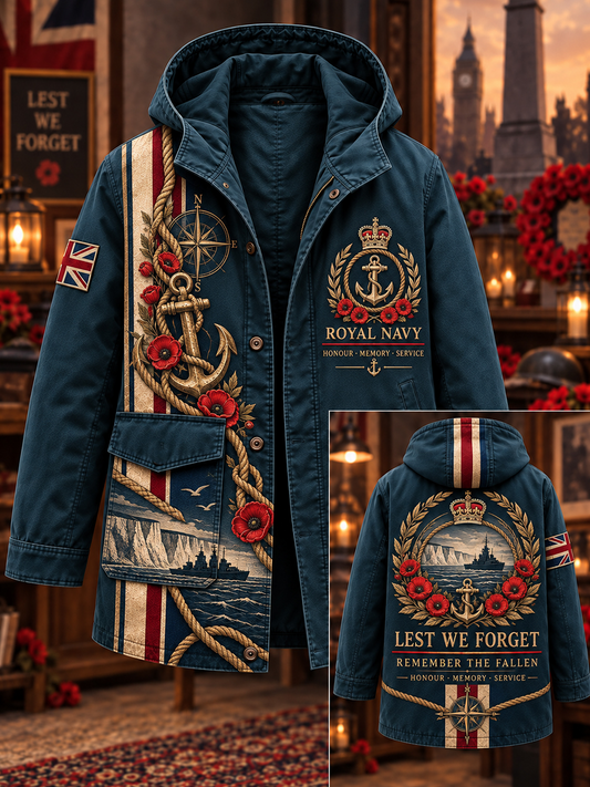 Men's British Veteran Remembrance Day Hooded Windbreaker Jacket
