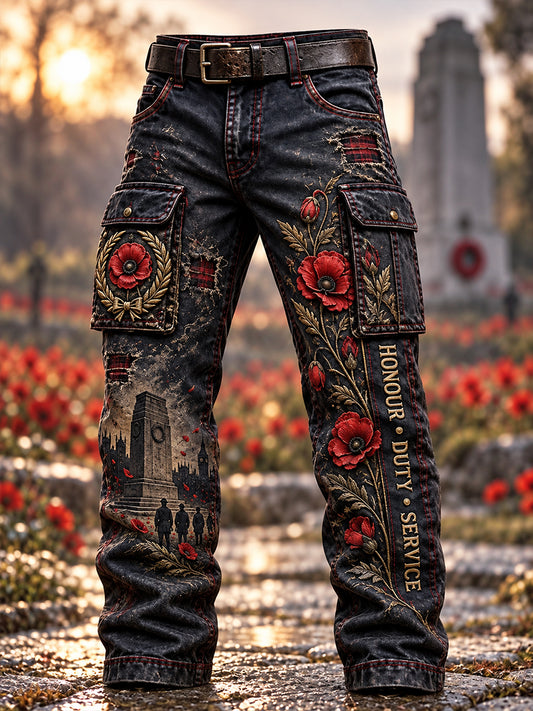 Men's British Veterans Remembrance Day Casual Work Trousers