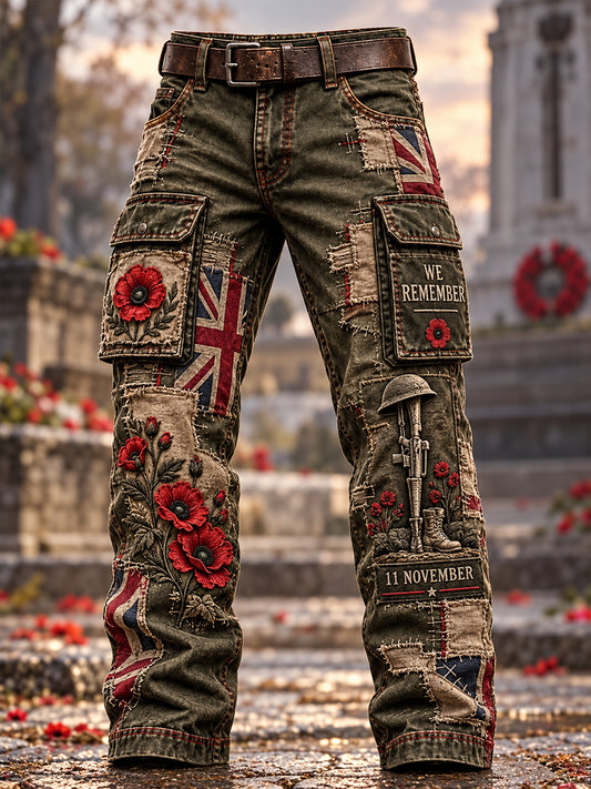 Men's British Veterans Remembrance Day Casual Work Trousers