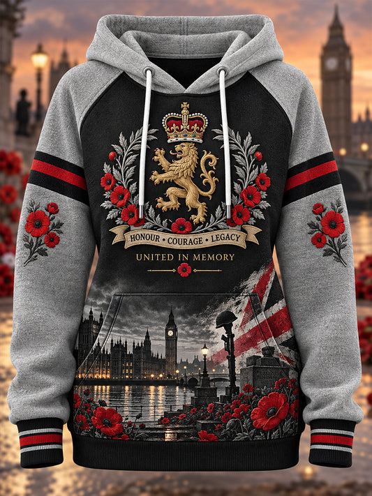 Women’s Veteran Remembrance Day Graphic Print Raglan-Sleeve Hoodie
