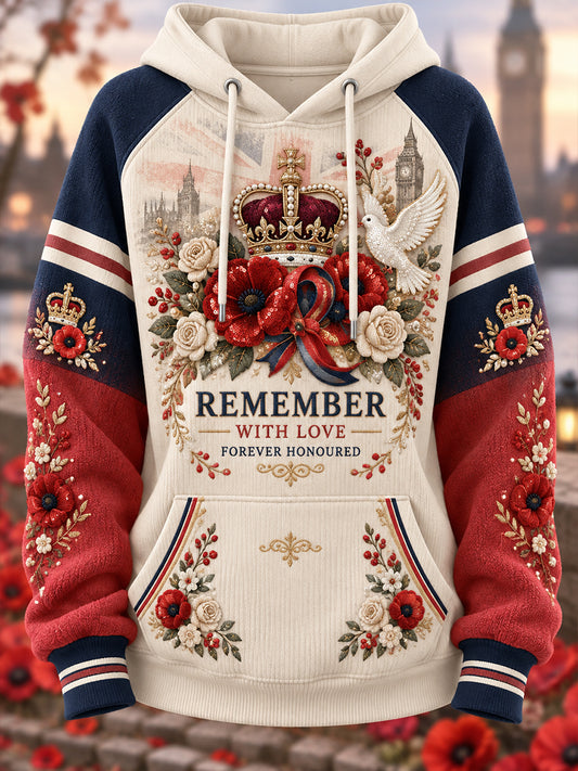 Women’s Veteran Remembrance Day Graphic Print Raglan-Sleeve Hoodie