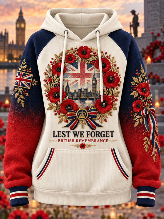 Women’s Veteran Remembrance Day Graphic Print Raglan-Sleeve Hoodie