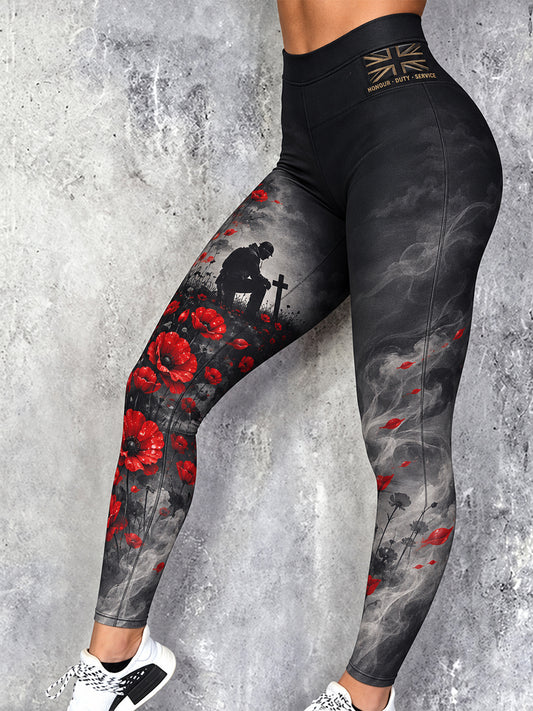Women's Remembrance Day Lest We Forget Stretch Leggings
