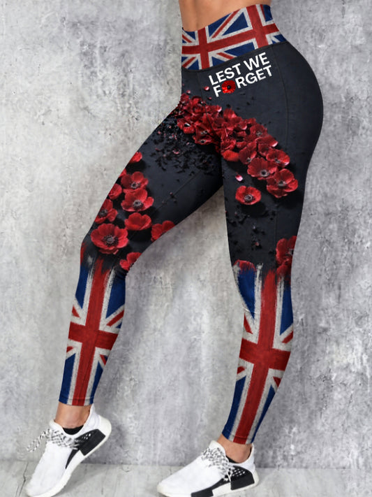Women's Remembrance Day Lest We Forget High Waisted Leggings