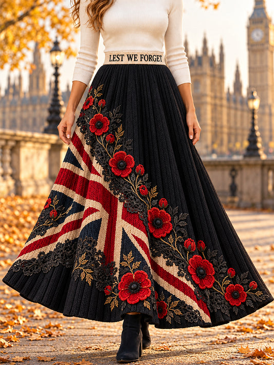 Women's Remembrance Day Lest We Forget Long Half Skirt