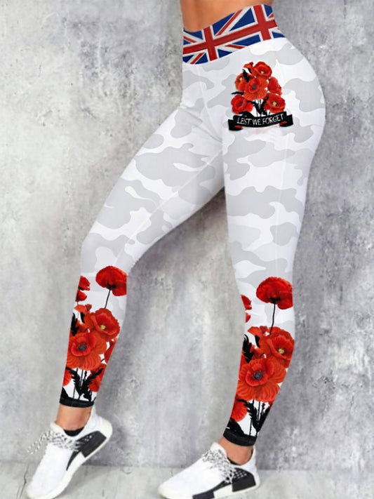 Women's Remembrance Day Lest We Forget High Waisted Leggings