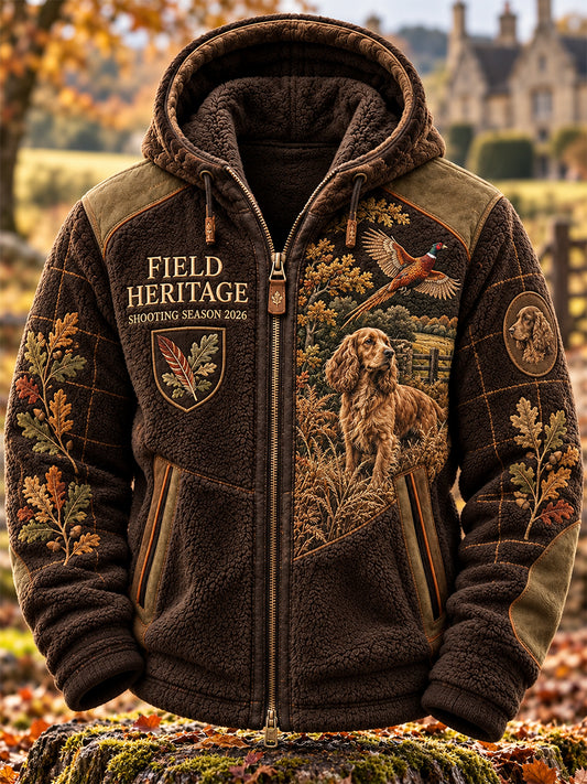 Men's British Hunting Season Collar Fleece-Lined Zip-Up Hoodie