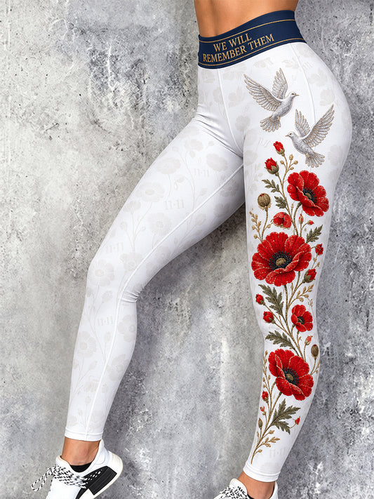 Women's Remembrance Day Lest We Forget Stretch Leggings