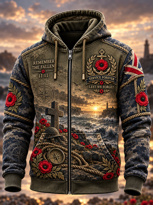 Men's British Veterans Remembrance Day Zip-Up Hoodie