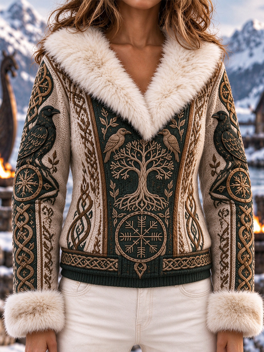 Women's Viking Art Rabbit Fur Top