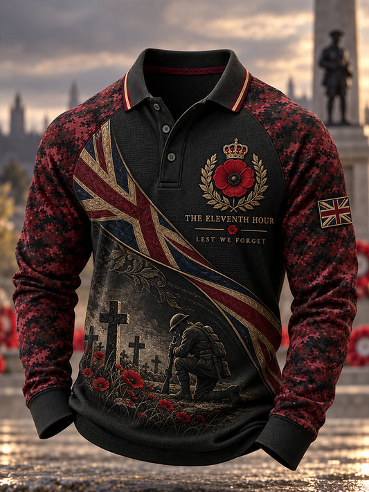Men's British Veterans Remembrance Day Waffle Long Sleeve T-Shirt
