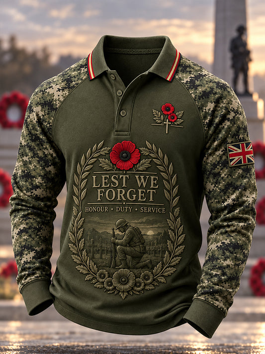 Men's British Veterans Remembrance Day Waffle Long Sleeve T-Shirt