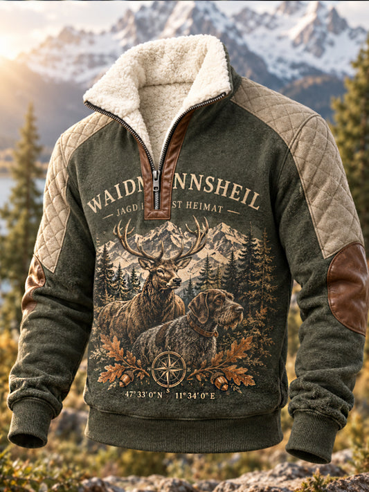 Men's Hunting Season Hunting Nature Wildlife Territory Hound Portrait Print Polo Sweatshirt