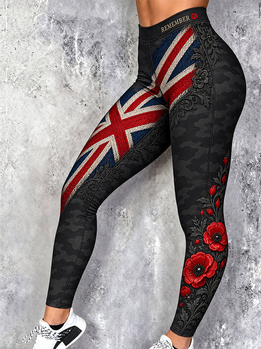 Women's Remembrance Day Lest We Forget Stretch Sports Leggings