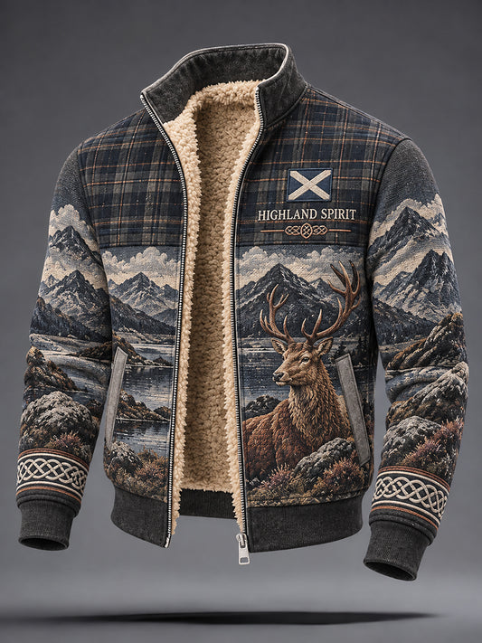 Men's Scotland St Andrew's Day Art Printed Composite Fleece Jacket