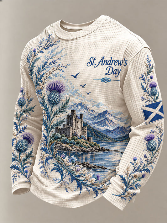 Men's St. Andrew's Day in Scotland Printed Waffle Sweatshirt