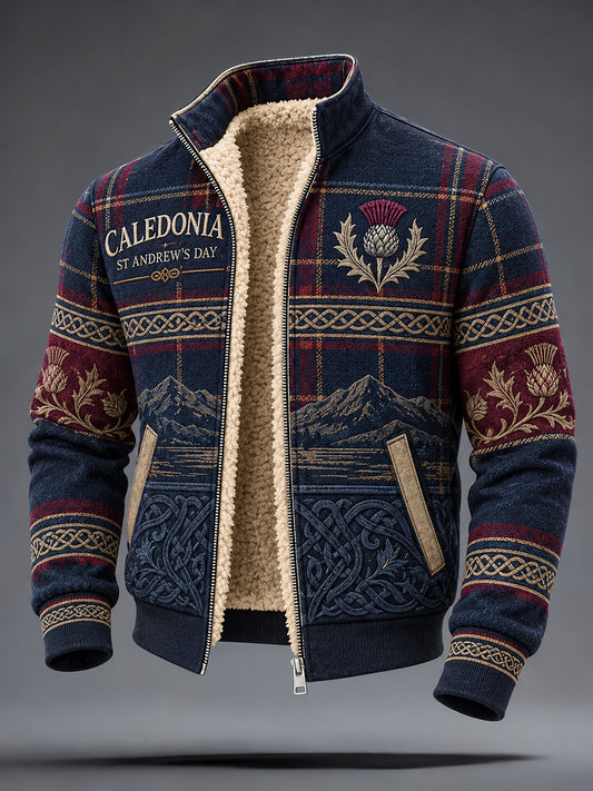 Men's Scotland St Andrew's Day Art Printed Composite Fleece Jacket
