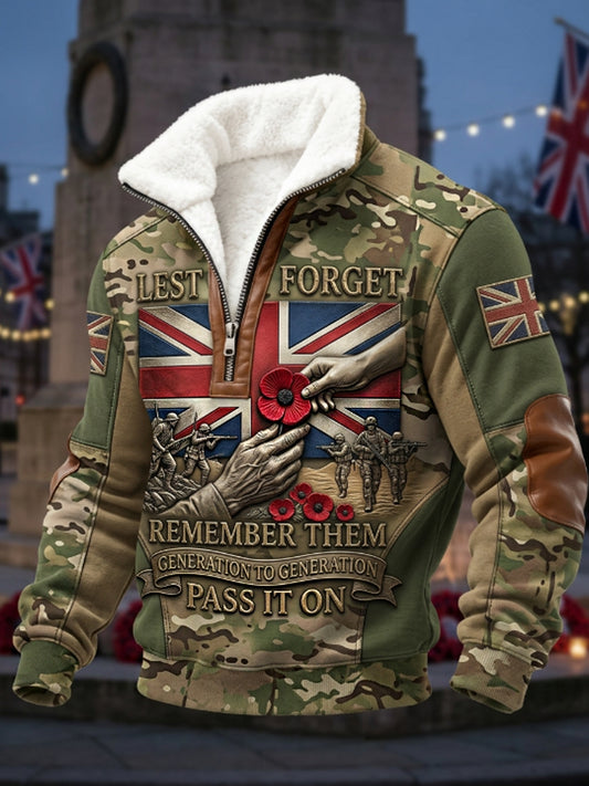 Men's Remembrance Day Lest We Forget Polo Sweatshirt