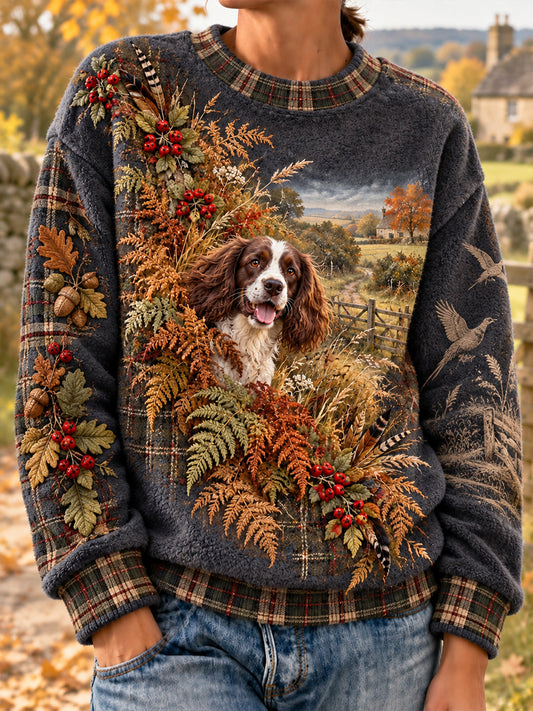 Women's British Rural Culture Flannel Sweatshirt
