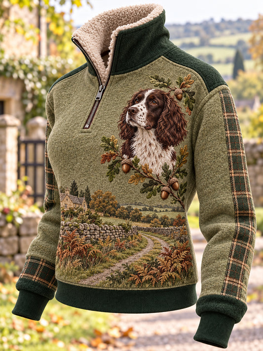 Women's British Rural Culture Fur Collar Top