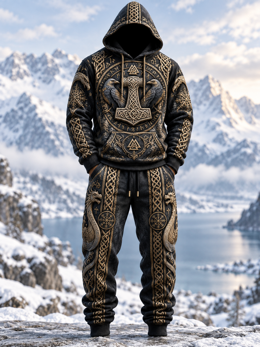 Men's Viking Art Hoodie Set