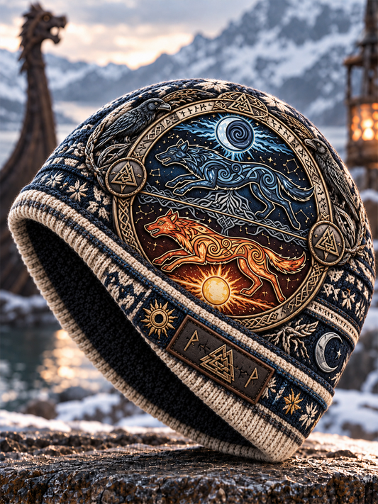 Viking Art Vintage Autumn And Winter Warm Cold Knitted Hat