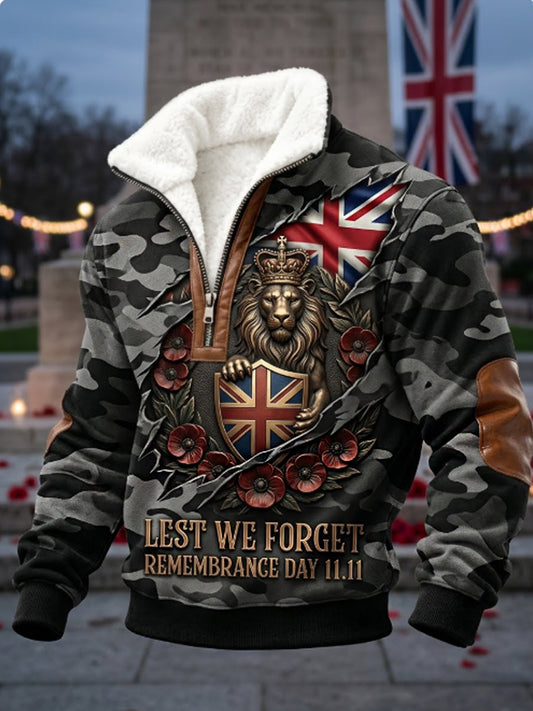 Men's Remembrance Day Lest We Forget Polo Sweatshirt