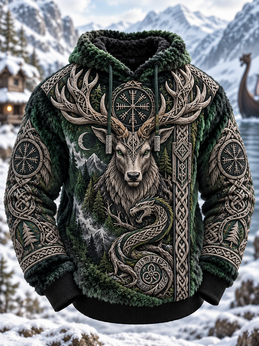 Men's Viking Art Flannel Hoodie