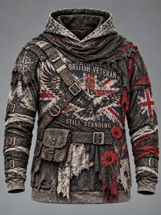 Men's British Veteran Printed Casual Hoodie