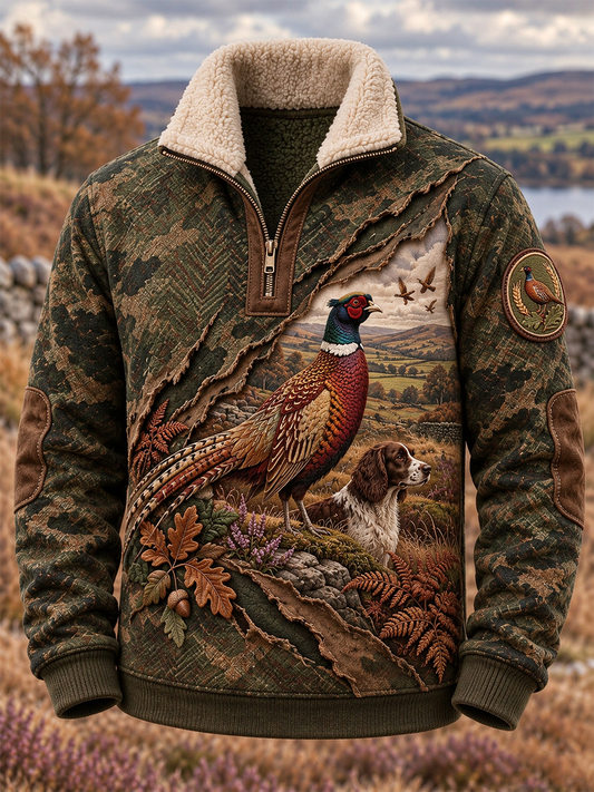 Men's Hunting Season Culture Plush Stand Collar Shirt