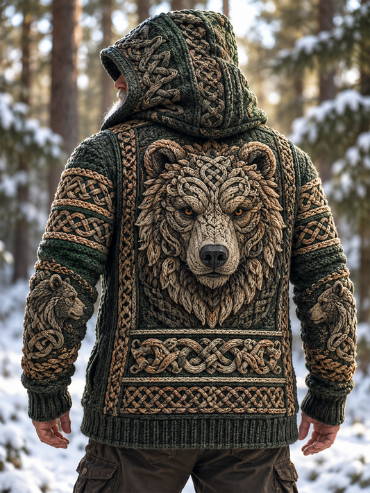 Men's Viking Art Viking Hooded Cardigan