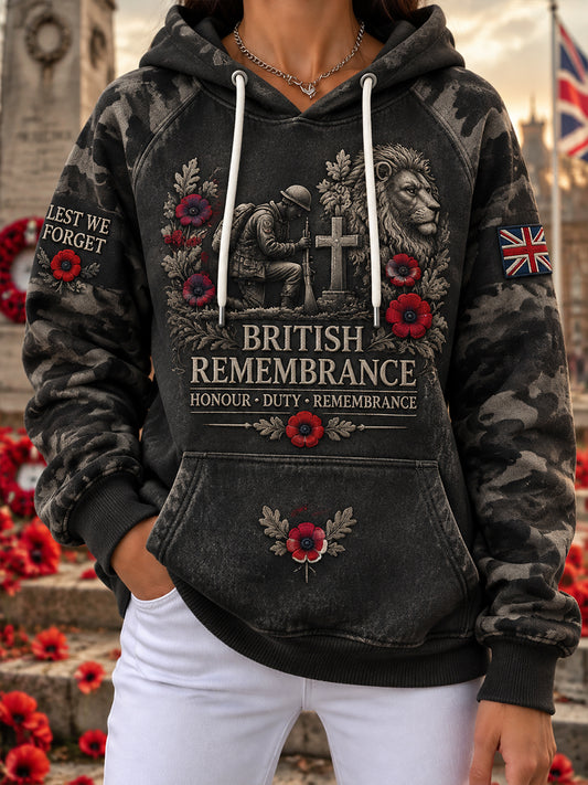 Women’s Veteran Memorial Graphic Print Raglan-Sleeve Long-Sleeve Hooded Sweatshirt