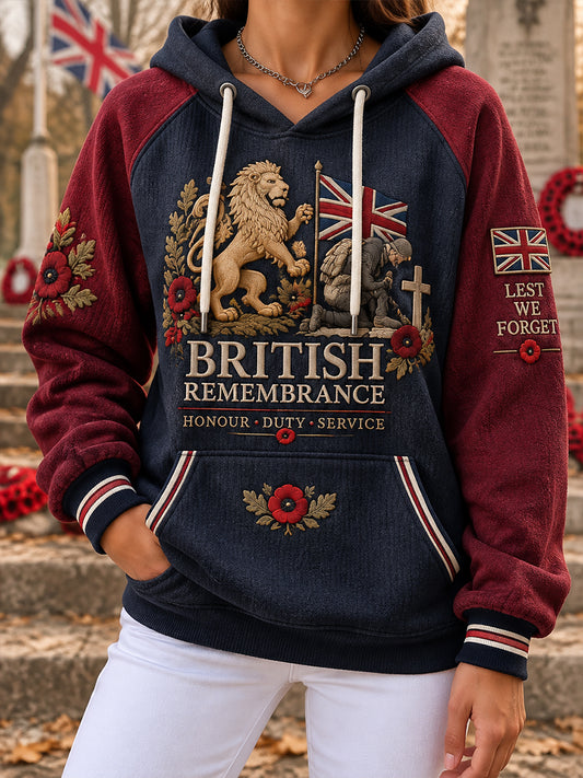 Women’s Veteran Memorial Graphic Print Raglan-Sleeve Long-Sleeve Hooded Sweatshirt