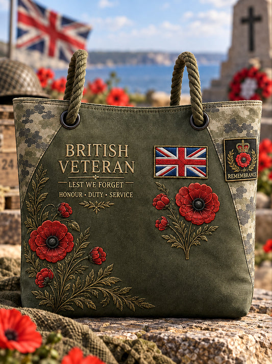 Retro British Remembrance Day Printed Tote Bag
