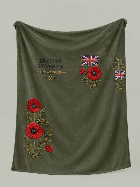 British Veteran-Themed Flannel Blanket