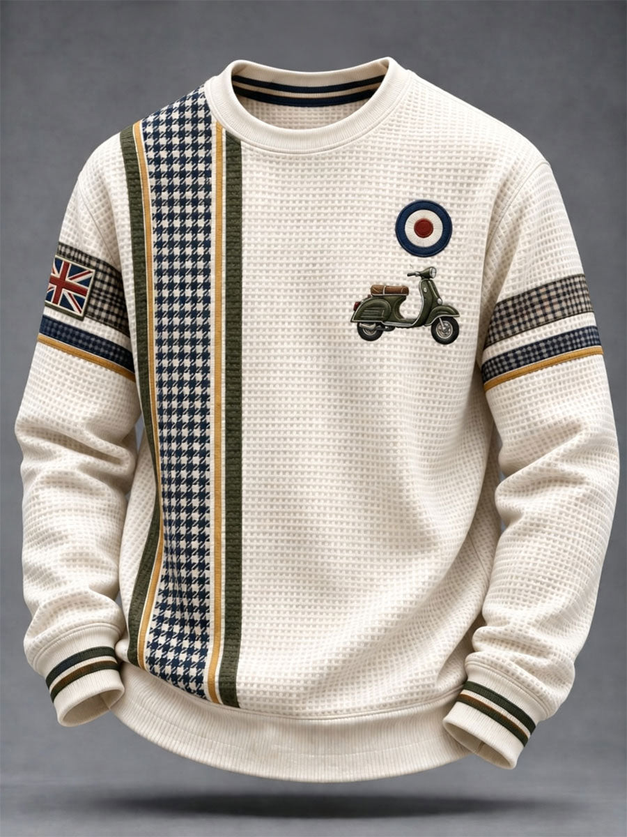 Men's UK Music Lover Mods Art Printed  Waffle Sweatshirt