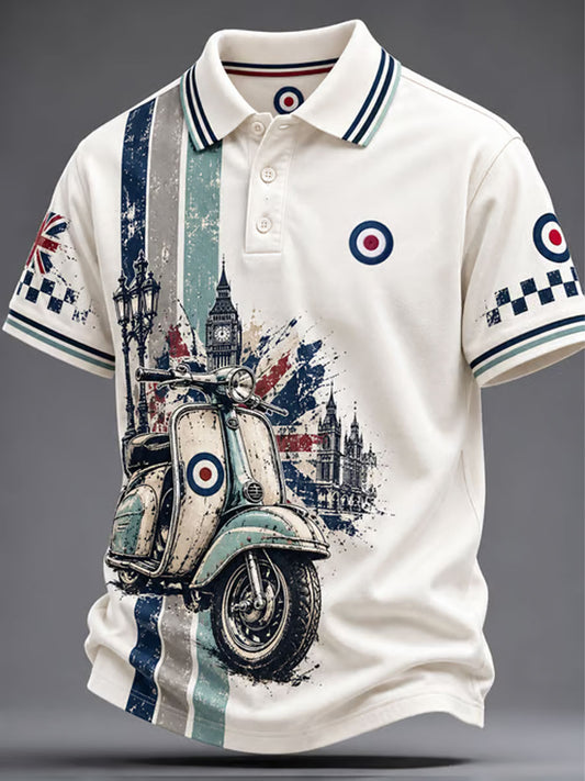 Men's UK Music Lover Mods Art Printed polo shirt