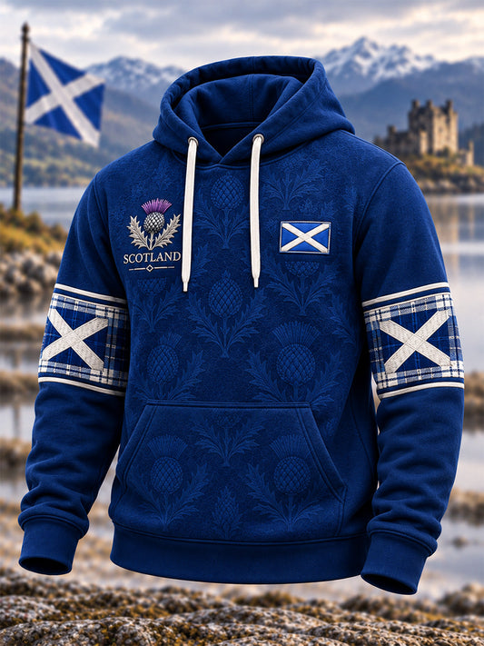 Men's St. Andrew's Day Print Oversized Drop-Shoulder Hoodie with Pockets