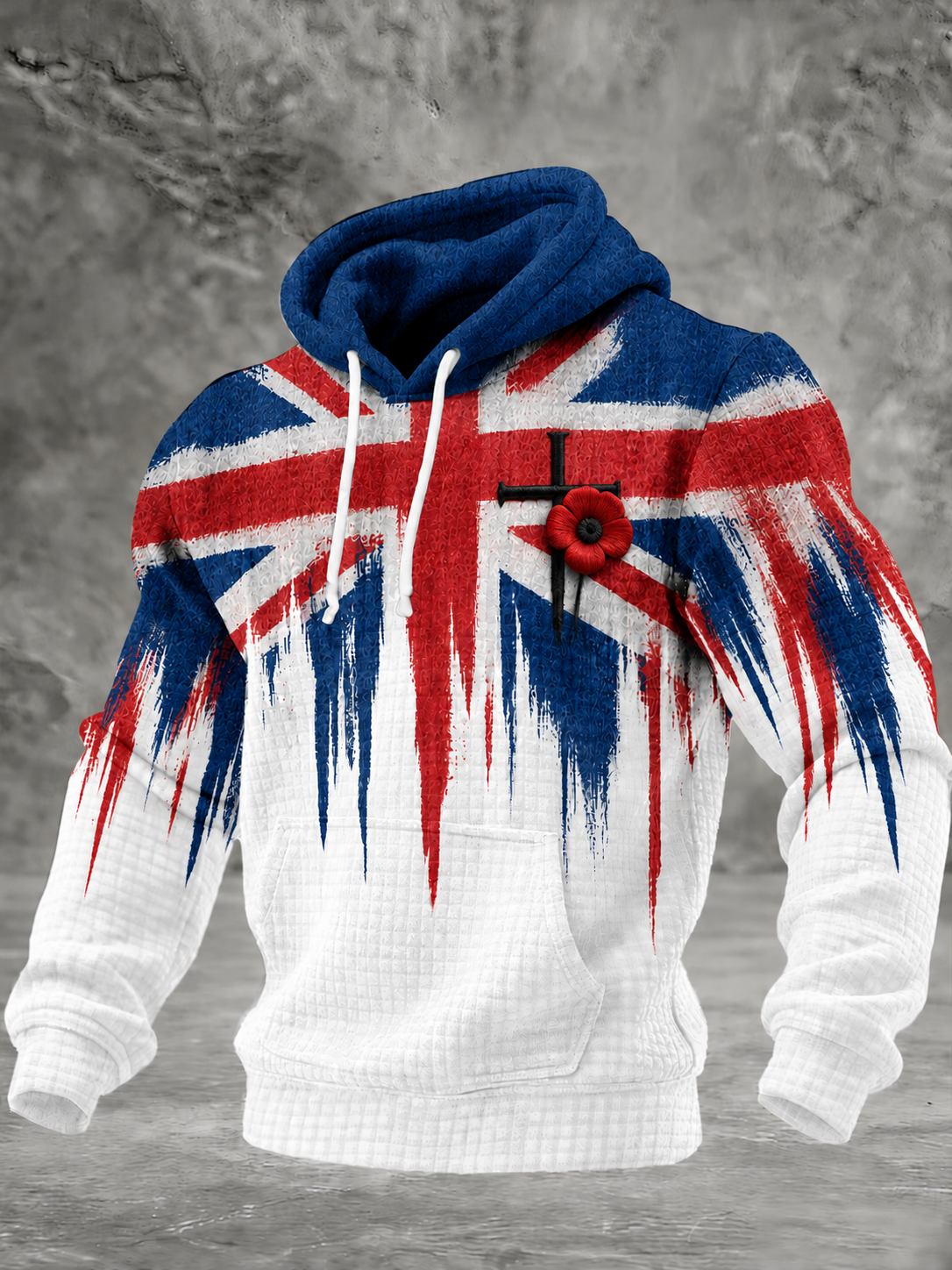 Men's Remembrance Day Checkered Cotton Hoodie
