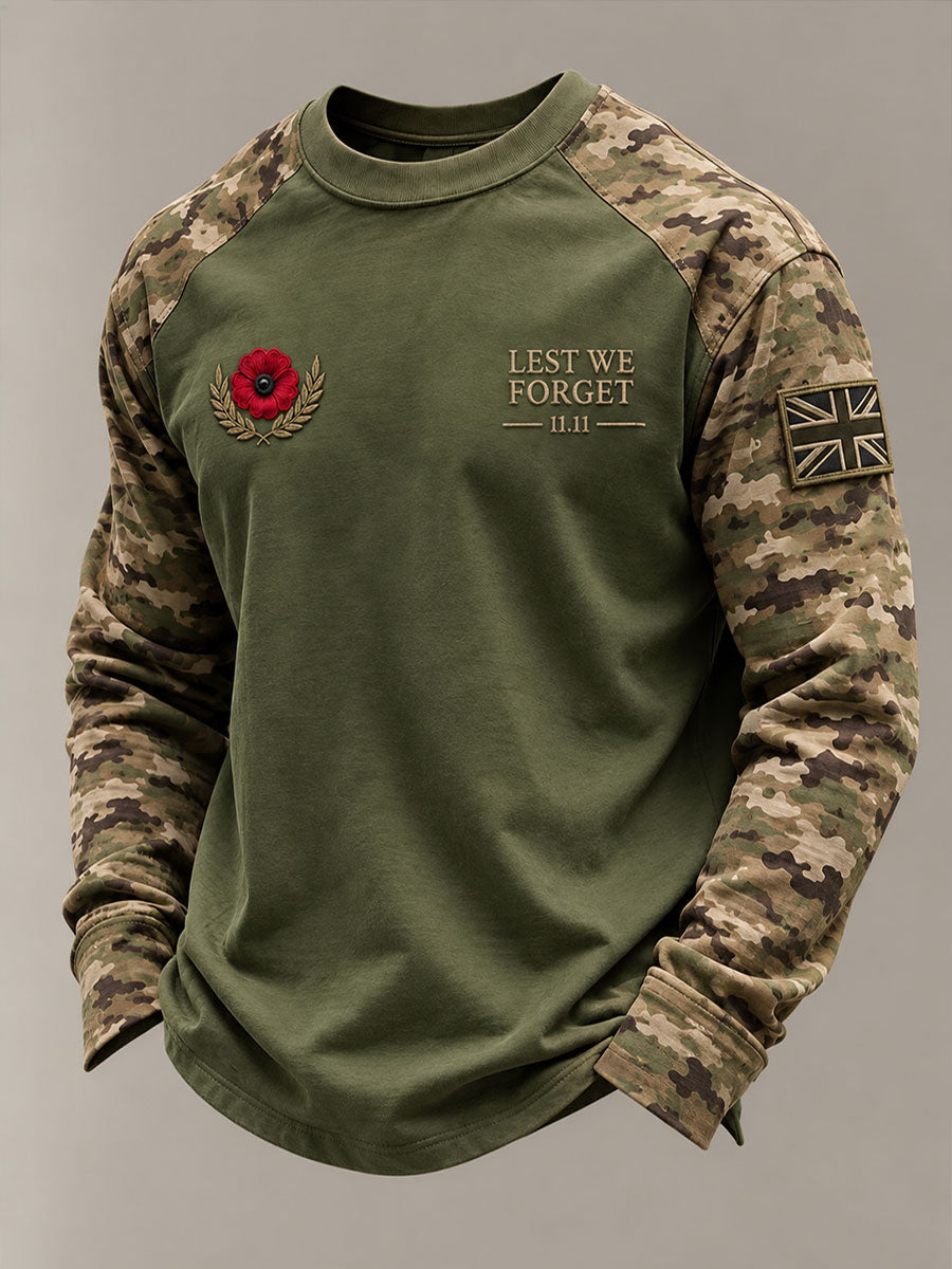 Men's Lest We Forget Print Crew Neck Sweatshirt