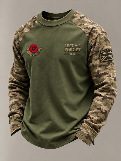 Men's Lest We Forget Print Crew Neck Sweatshirt