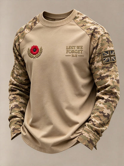 Men's Lest We Forget Print Crew Neck Sweatshirt