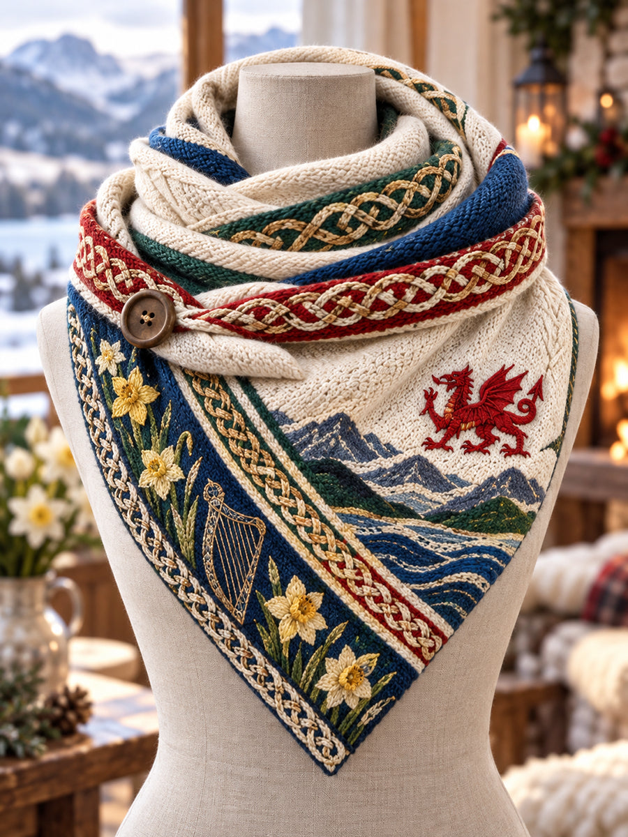 Retro British Wales Printed Triangle Scarf